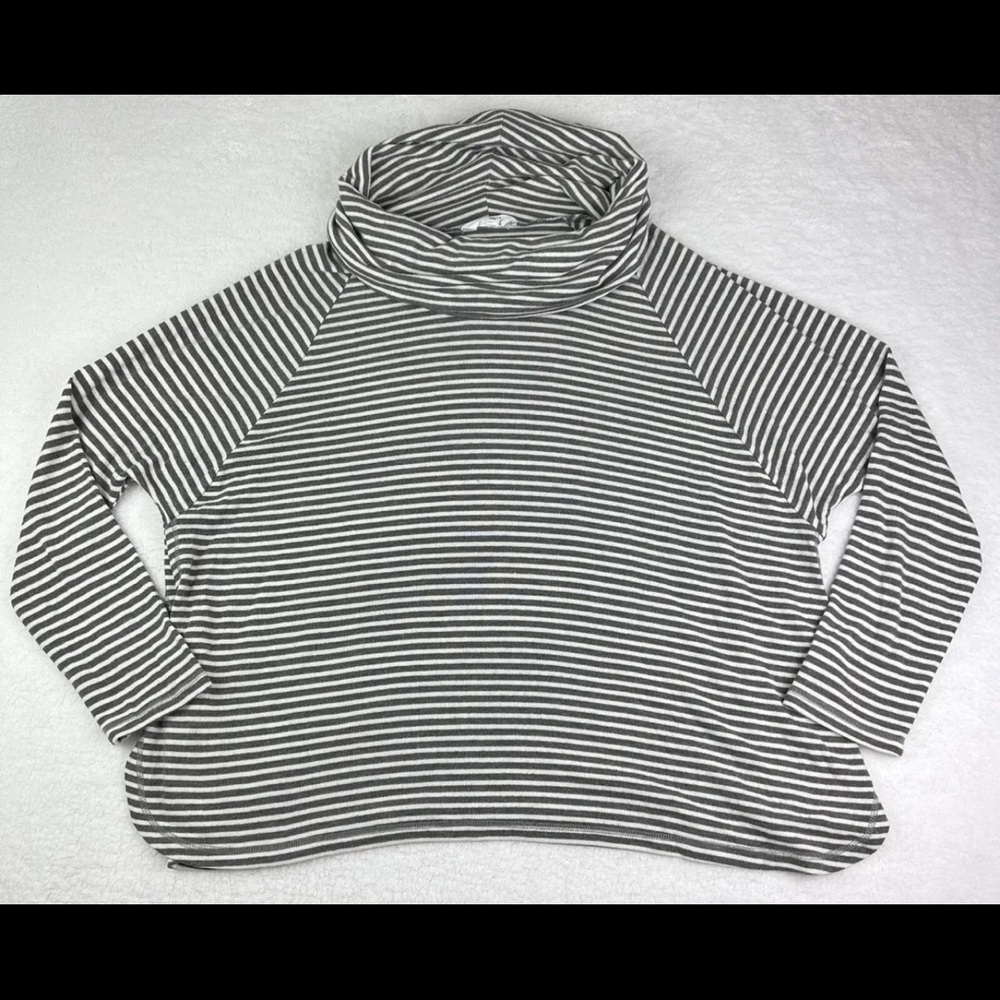 Jack By BB Dakota Top Women's Size Large L Striped Cowl Neck Black White - Picture 1 of 11
